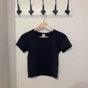 TNA Dark Grey Cropped Waffle Tshirt